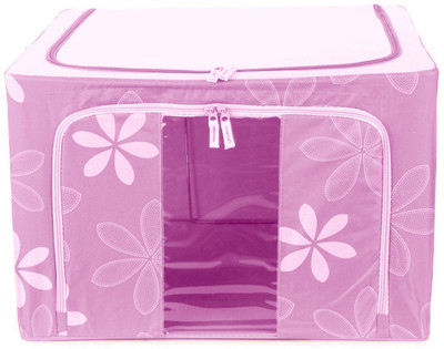 

ShopyBucket Storage Box H Best Jumbo Saree/Lehenga/Woolens Storage Box with Steel Frames -Pink Dotted 88L(Pink)