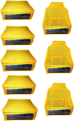 

Atorakushon Saree & Blouse cover organiser Combo 5 Saree and 3 Blouse Lahenga cover wardrobe orgniser Wedding Gift Regular Clothes Bag Vanity pouch Set of 8 yellow At5and3 Non woven yellow(Yellow)