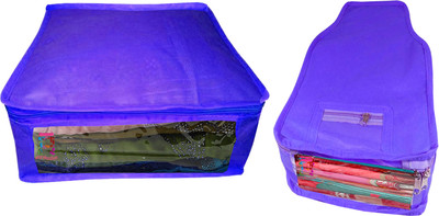 

Atorakushon Saree & Blouse cover organiser Combo 1 Saree and 1 Blouse Lahenga cover wardrobe orgniser Wedding Gift Regular Clothes Bag Vanity pouch Set of 2 Blue At 1and1 Non woven Blue(Blue)