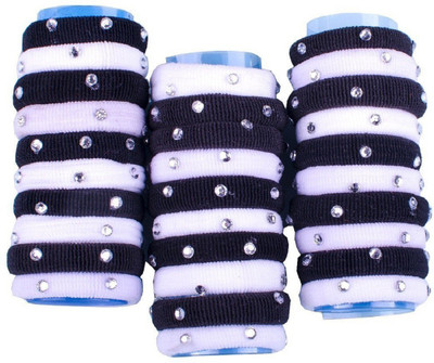 

Confidence Attractive Elastics Hair Rubber Bands For Braids & Ponytails, Black And White (1 Box Have 10 Pcs) Rubber Band(Black, White)