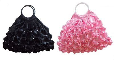 Rosy Hand-held Bag(Black, Pink)