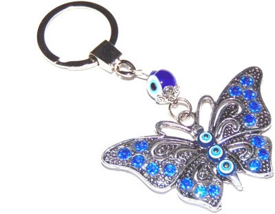 

Universal Evil Eye stone studded Butterfly Metal Key Chain