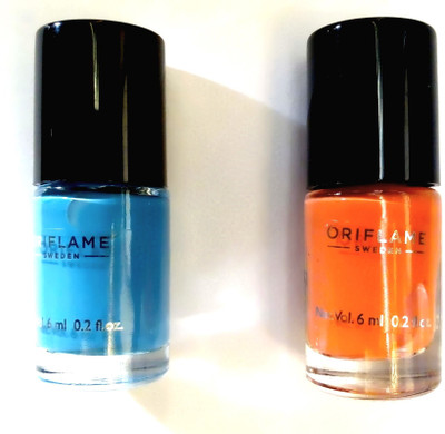 

Oriflame Sweden Pure Colour Nail Polish Mini Marine Blue, Peach Pink(Pack of 2)
