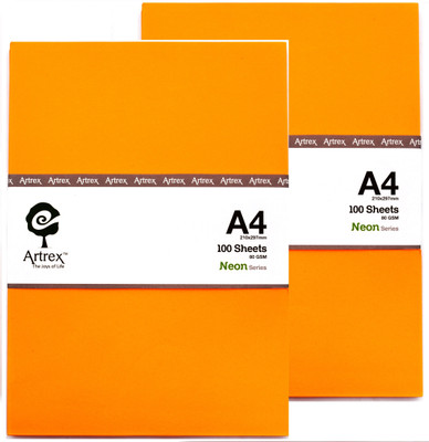 

ARTREX NEON A4 (P2) UNRULED A4 Coloured Paper(Set of 2, Orange)