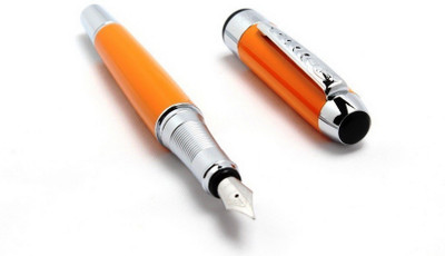 

Neo Gold Leaf JINHAO 250 Orange FOUNTAIN PEN CHROME TRIMS 18 KGP MEDIUM NIB Fountain Pen