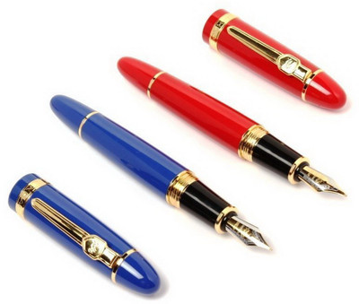 

Neo Gold Leaf Jinhao 159 Fountain Pen , Blue&Red Color & Gold Clip Writing Signature Pen Combo Gift Pack Of 2 Fountain Pen(Pack of 2)