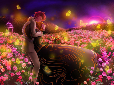Akhuratha Anime anime-couple-umineko-no-naku-koro-ni-ushiromiya-battler Wall Poster Paper Print(12 inch X 18 inch, Rolled)