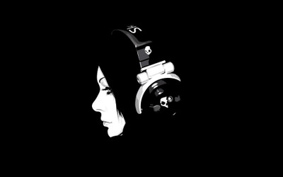 

music-dark-black-headphones-minimalism Wall Poster Paper Print(12 inch X 18 inch, Rolled)