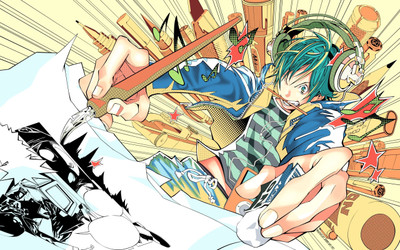 

Akhuratha Anime boys-bakuman-drawings-headphones-manga-mashiro-moritaka Wall Poster Paper Print(12 inch X 18 inch, Rolled)