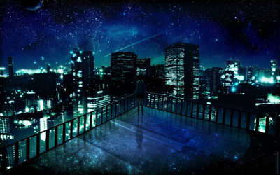 

Akhuratha Anime cityscapes-stars-buildings Wall Poster Paper Print(12 inch X 18 inch, Rolled)