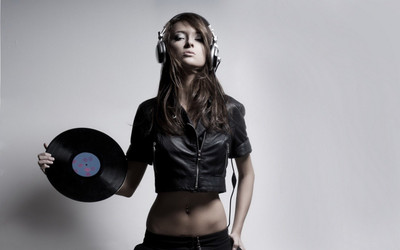 

-music-vinyl-women Wall Poster Paper Print(12 inch X 18 inch, Rolled)
