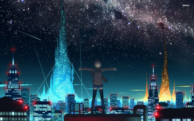 

Akhuratha Anime acity-star-sky-woman Wall Poster Paper Print(12 inch X 18 inch, Rolled)