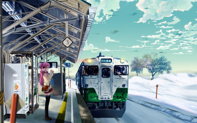 

Akhuratha Anime trains-winter-train-stations-women Wall Poster Paper Print(12 inch X 18 inch, Rolled)