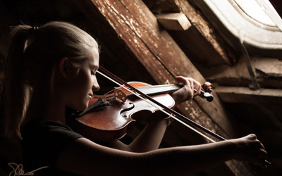 

-music-violin-women Wall Poster Paper Print(12 inch X 18 inch, Rolled)