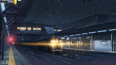 

Akhuratha Anime scenic-centimeters-second-stations-train-snow-shinkai-trains-makoto Wall Poster Paper Print(12 inch X 18 inch, Rolled)