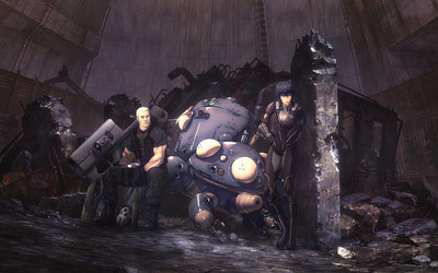 

Akhuratha Anime batou-blue-hair-cyberpunk-futuristic-ghost-in-the-shell-guns-kusanagi-motoko-ruins-science-fiction-tachikoma-weapons Wall Poster Paper Print(12 inch X 18 inch, Rolled)