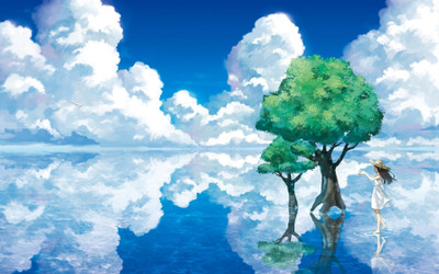 

Akhuratha Anime aclouds-pixel-reflection-lake-lakes-trees-water-large Wall Poster Paper Print(12 inch X 18 inch, Rolled)