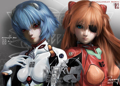 

Akhuratha Anime anime-realistic-neon-genesis-evangelion-ayanami-rei-asuka-langley-soryu Wall Poster Paper Print(12 inch X 18 inch, Rolled)