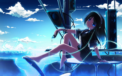 Akhuratha Anime headphones Wall Poster Paper Print(12 inch X 18 inch, Rolled)