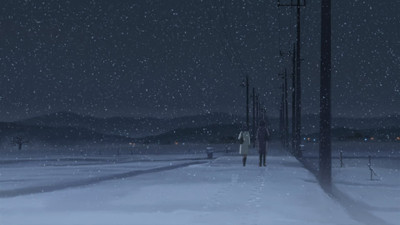 

Akhuratha Anime scenic-centimeters-second-snowing-lines-power-winter-shinkai-snow-makoto Wall Poster Paper Print(12 inch X 18 inch, Rolled)