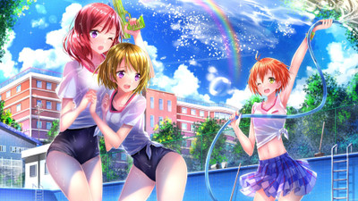 

Akhuratha Anime anime-swimsuits-school-swimsuits-swimming-pools-purple-eyes-orange-hair-love-live-hoshizora-rin-koizumi-hanayo-nishikino-maki-swordsouls Wall Poster Paper Print(12 inch X 18 inch, Rolled)