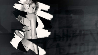 

music-women-headphones-monochrome-lingerie Wall Poster Paper Print(12 inch X 18 inch, Rolled)