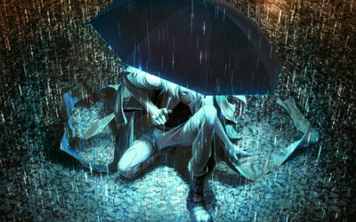 

Akhuratha Anime cool-boy-guy-umbrella-rain Wall Poster Paper Print(12 inch X 18 inch, Rolled)