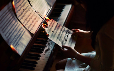 

Akhuratha sheet-key-piano-fire Wall Poster Paper Print(12 inch X 18 inch, Rolled)