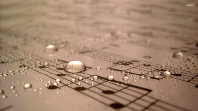 

musics-notes-black-white-drops-water Wall Poster Paper Print(12 inch X 18 inch, Rolled)