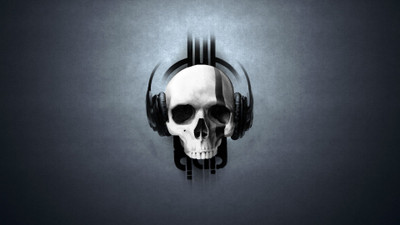 

music-headphones-skulls Wall Poster Paper Print(12 inch X 18 inch, Rolled)