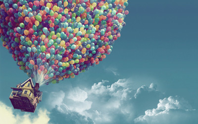 

Wall Poster /-balloons-clouds-houses-pixar-skyscapes-up-movie Paper Print(12 inch X 18 inch, Rolled)