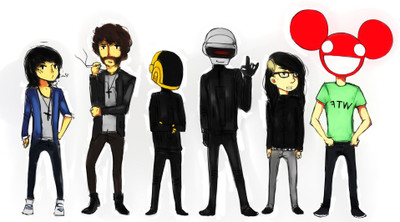 

Akhuratha daft-punk-deadmau-skrillex-steve-aoki-drawing Wall Poster Paper Print(12 inch X 18 inch, Rolled)