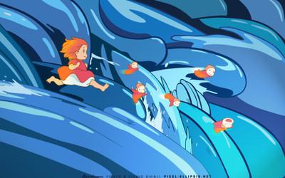 

Akhuratha Anime walls-waves-ponyo-manga-scenic Wall Poster Paper Print(12 inch X 18 inch, Rolled)