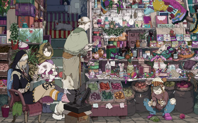 

Akhuratha Anime shop-woman-child Wall Poster Paper Print(12 inch X 18 inch, Rolled)