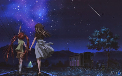 

Akhuratha Anime anime-night-stars-shooting-stars-air-tv Wall Poster Paper Print(12 inch X 18 inch, Rolled)