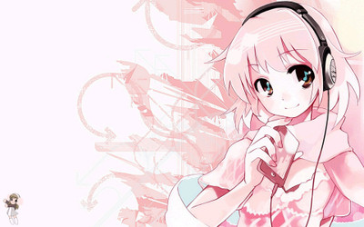

Akhuratha Anime aanimated-yoshitakas-ushiki-headphones-image-konachan-touhou-pink Wall Poster Paper Print(12 inch X 18 inch, Rolled)