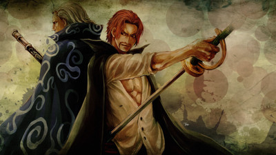 

Akhuratha Anime boys-capes-gray-hair-guns-one-piece-shanks-short-hair-swords-toinic-weapons Wall Poster Paper Print(12 inch X 18 inch, Rolled)