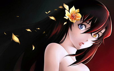 

Akhuratha Anime heterochromia-hibiscus-kizaki-emi-kurogane-no-linebarrels Wall Poster Paper Print(12 inch X 18 inch, Rolled)
