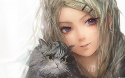 

Akhuratha Anime tierno-gatito-gdefon-seryj-original-devushka-nezhnaya-vzglyad-kotenok Wall Poster Paper Print(12 inch X 18 inch, Rolled)