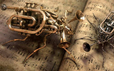 

steampunk-instruments-music-paper Wall Poster Paper Print(12 inch X 18 inch, Rolled)