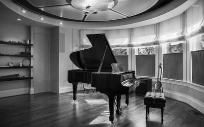 

-room-piano-guitar Wall Poster Paper Print(12 inch X 18 inch, Rolled)