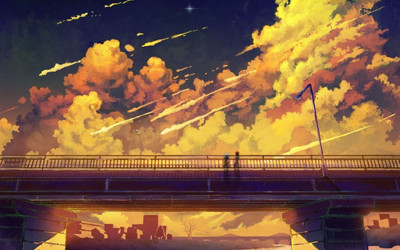 

Akhuratha Anime bridges-cloudy-day-skies Wall Poster Paper Print(12 inch X 18 inch, Rolled)