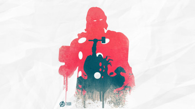 

Aabhaas -silhouettes-superheroes-the-avengers-movie-thor-white-background Wall Poster Paper Print(12 inch X 18 inch, Rolled)