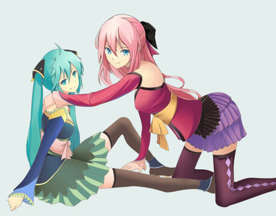 

Akhuratha Anime anime-vocaloid-megurine-luka-hatsune-miku-pink-hair-blue-hair-skirts Wall Poster Paper Print(12 inch X 18 inch, Rolled)