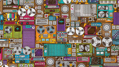 

Akhuratha retro-music-devices-pattern Wall Poster Paper Print(12 inch X 18 inch, Rolled)