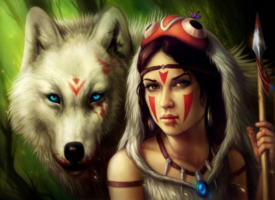 

Akhuratha Anime facial-mark-hayao-miyazaki-masks-princess-mononoke-san-princess-mononoke-studio-ghibli-weapons-wolves Wall Poster Paper Print(12 inch X 18 inch, Rolled)