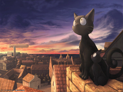 

Akhuratha Anime cats-hayao-miyazaki-kikis-delivery-service-studio-ghibli Wall Poster Paper Print(12 inch X 18 inch, Rolled)