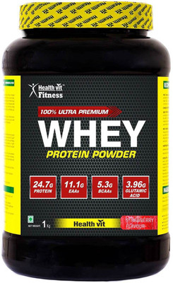 HealthVit Fitness 100% Ultra Premium Whey Protein Whey Protein(1 kg, Strawberry)