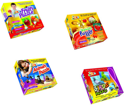 

Awals Medium Puzzles Combo - Animals, Vegetables, Fruits, Birds(144 Pieces)