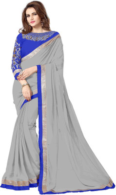 

onlinefayda Embroidered Daily Wear Chiffon Saree(Grey)